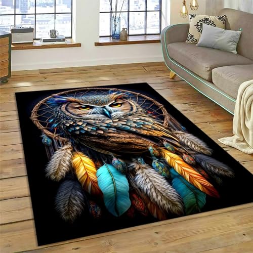 Chouette des Animaux Tapis Salon Tapis Chambre Tapis Enfants Tapis 3D Imprimé Doux Flanelle Tapis 40 X 60 Cm - Polyester Doux Au Toucher Facile À Nettoyer...