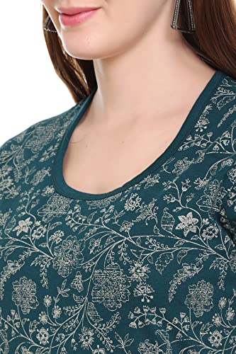 Image of RYSH Women's All-Over Printed Cotton Plus Size Longline T-Shirt with Pockets