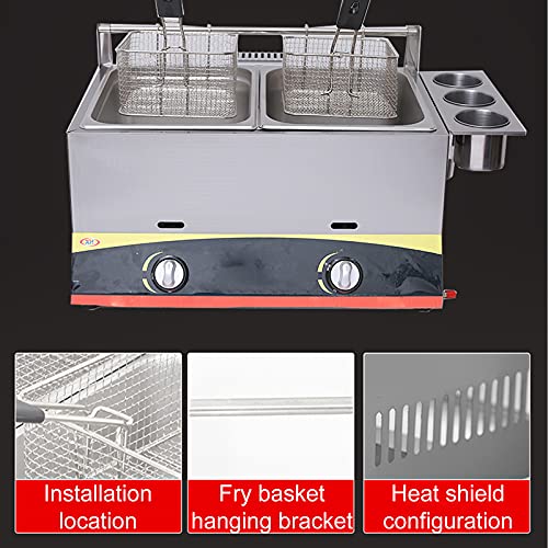 Kommerzielle Gasfritteuse mit großem Fassungsvermögen, Edelstahl-Fritteuse mit herausnehmbaren Körben und Gewürzwannen-Fritteusen, einstellbare Feuerkraft für Zuhause und Gewerbe – Bild 7