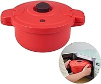 Vista 5 de Microwave Pressure Cooker 10.8x5.5 in Red Multifunction Cooking Pot Steamer for Rice Vegetables Pasta, Compact Design for Small Kitchens and Quick