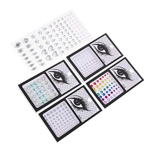 WOFASHPURET 5Sheets Face Rhinestones Stickers Facial Decors for Festivals Parties Makeup Self Adhesive Gems for Eye Body Decoration for Cosplay