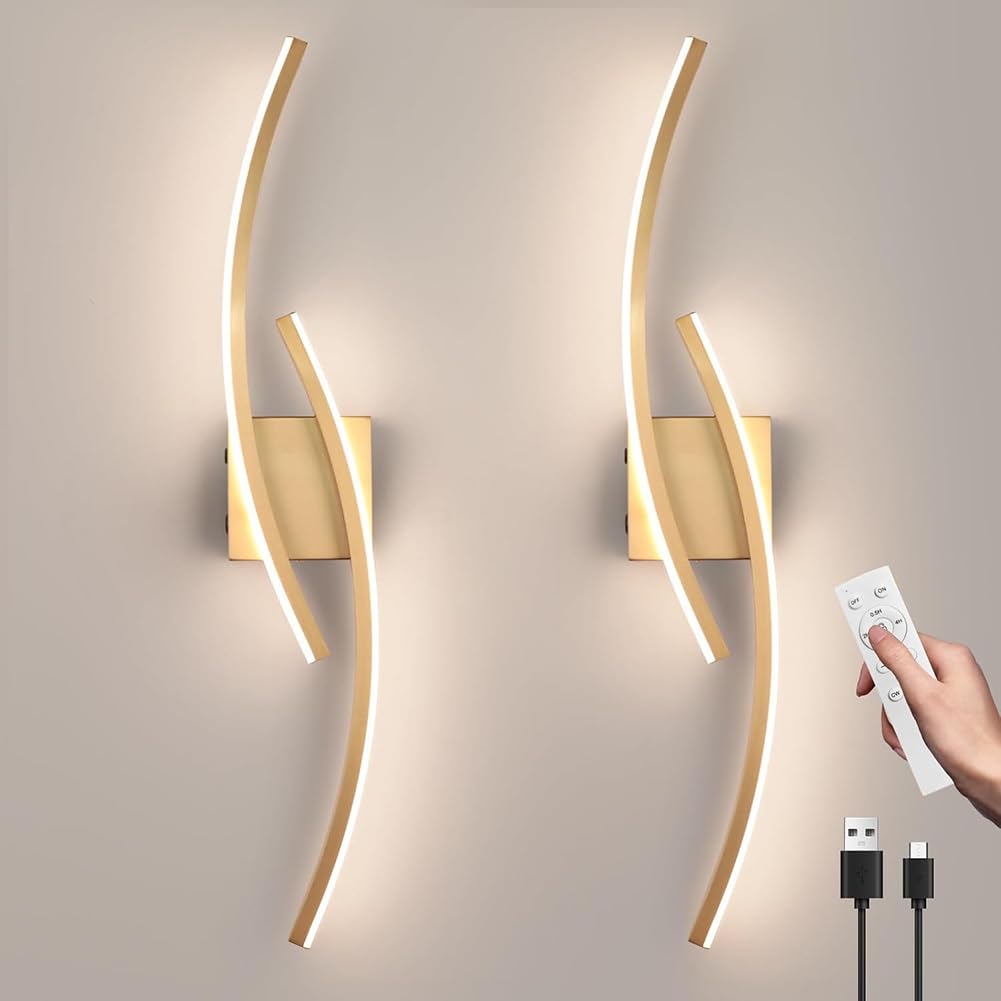 HYJAUSXB Dimmable LED Sconces with Remote Control, Rechargeable Cordless Wall Lamp Touch Switch, 6000mAh USB Charging Bedside Sconce, 10W for Bedroom