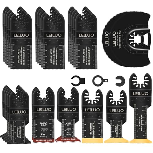 LEILUO Ensemble de 32 lames de scie multi-outils accessoires universels pour outils oscillants avec...