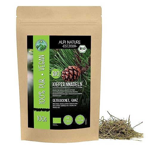 Alpi Nature Agujas de Pino Infusión Orgánica 100g, Agujas de Pino Secas Enteras, Té Orgánico Suelto