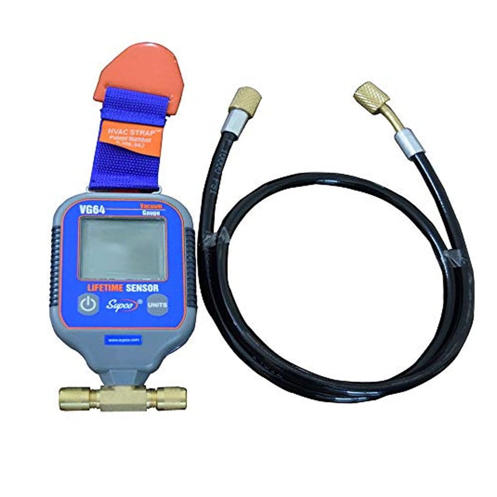Digital Vacuum Gauge (Vacuum Range: 0 to 19,000 Micron) for Refrigeration System, Evacuation and High Precision Laboratory Tests | Model: Supco VG64