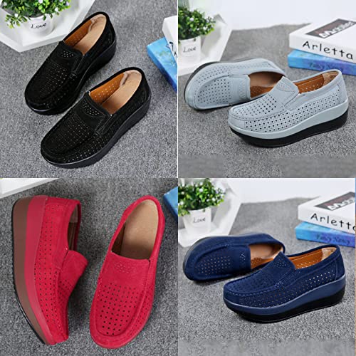 AngryMonkey Women's Fashion Platform Sneakers High Hidden Heel Wedge Moccasin Slip-on Casual Low Top Non-Slip Walking Shoes3