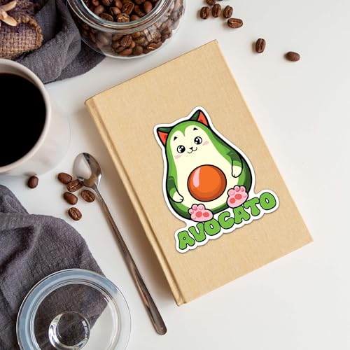 Image of Avocado Sticker 8 Pcs (Large Size) Vinyl Stickers Laptop Waterproof Decal for Car Bumper Water Bottle Notebook Luggage Window Party Birthday Decorations - Size 4 Inches