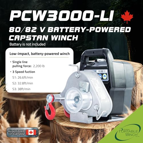 Winche portátil PCW3000-Li batería 2,200 lbs capacidad miniatura 2