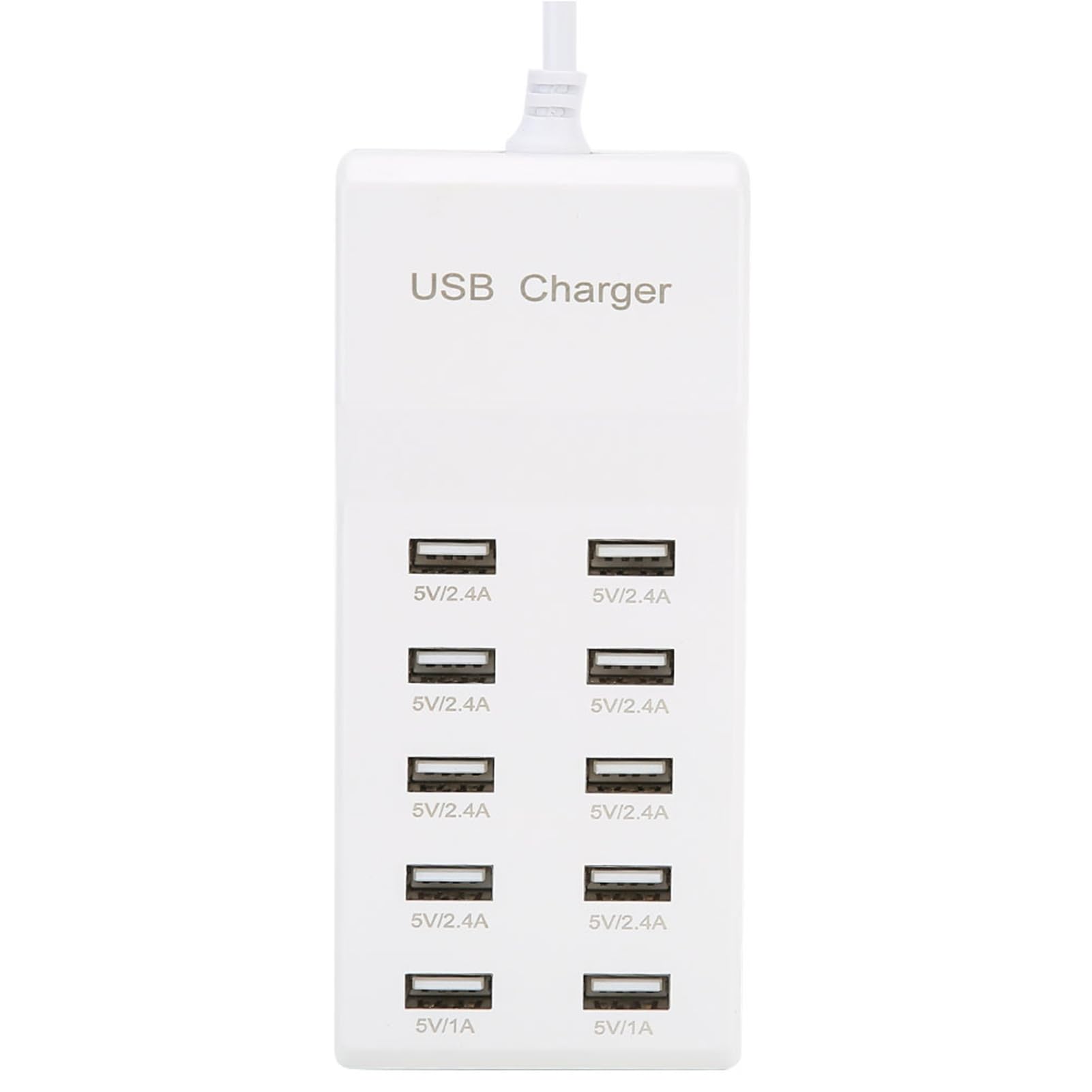VBESTLIFE Chargeur USB, Adaptateur de Rapide, Chargeur d'USB de 10 Ports(5V ~ 2,4A x 2, 2,1A x 4, 1A x 4) Chargeur Compatible avec Les Appareils Alimentés par USB 5V(EU)