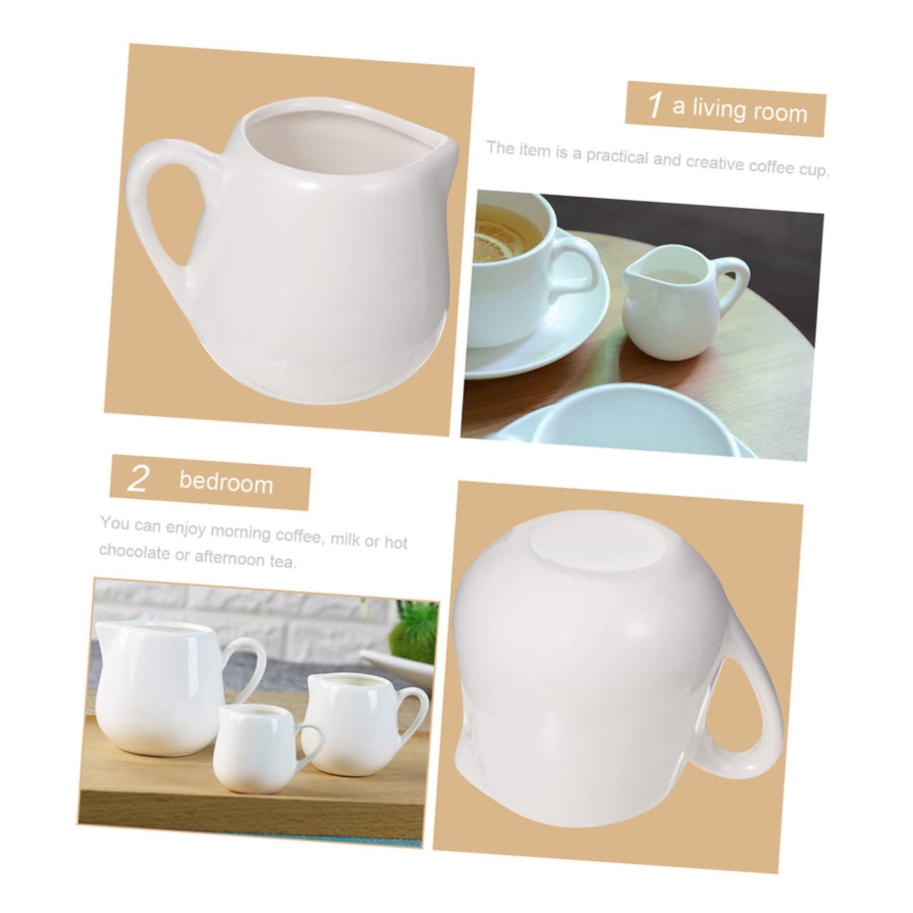 Sosoport Set 6 Pezzi Brocche da Salsa in Ceramica Bianca Manico Confortevole Design Semplice ed Elegante per Tavola da Pranzo e Regali per Nuove Case