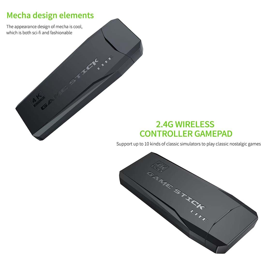 Game Stick M8 Pro 4K 64 Go HDMI + 2 Manettes Sans Fil - 20000+ Jeux Rétro