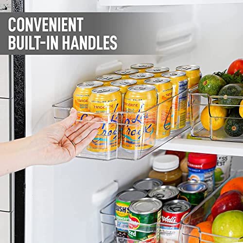 Image of Snazzy Refrigerator Organizer Bins - 8pcs Clear Plastic Bins For Fridge, Freezer, Kitchen Cabinet, Pantry Organization and Storage, BPA Free Fridge Organizer, 12.5 inch Long