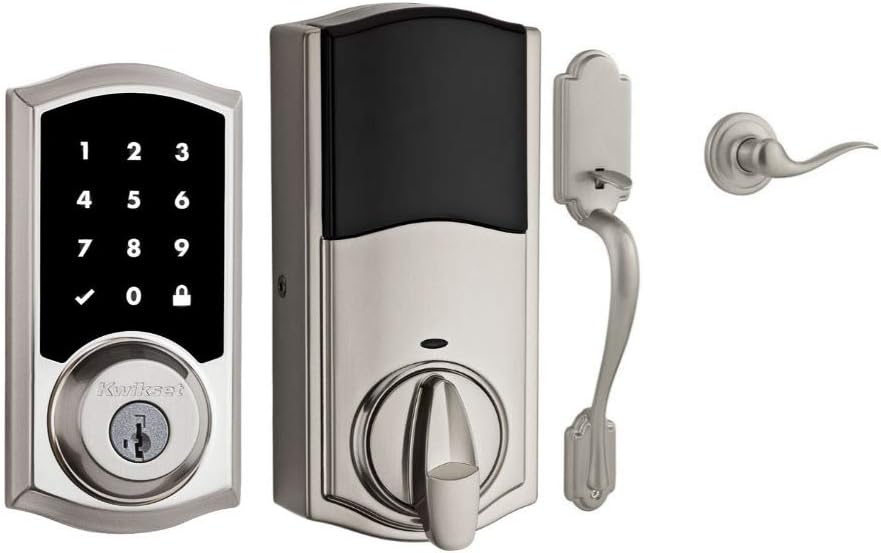 Kwikset SmartCode 915 Touchscreen Electronic Deadbolt with Arlington Handleset (Satin Nickel) Bundle (2 Items)