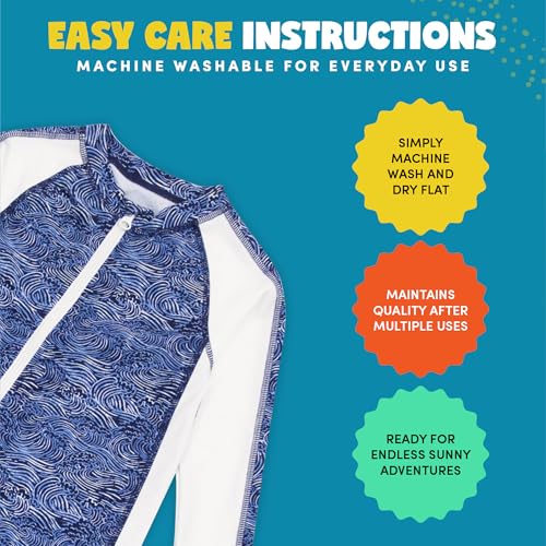 Image of SwimZip UPF50+ Boys Swim Shirt, Long Sleeve One Piece Kids Sunsuit