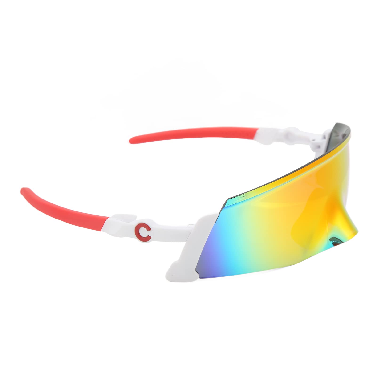 Riding Sunglasses, PC Lens Cycling Goggles Impact Resistant for Hiking (White and Red)-image-25