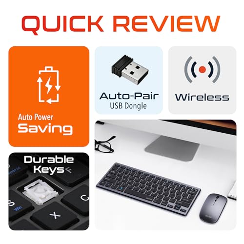 Delton N35 Portable/Travel/Small Wireless Keyboard and Mouse Combo - Bluetooth & 2.4GHz, 3 Adjustable DPI (800/1200/1600), Compatible with PCs, laptops, macOS, and iOS - Black - Image 5