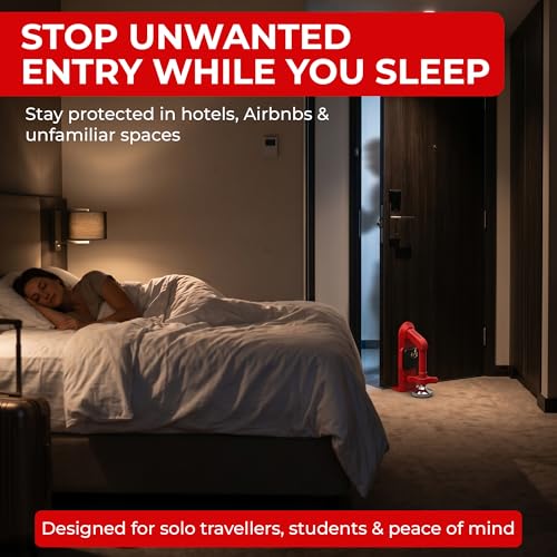 Portable Door Lock with Alarm – Travel Door Security Stopper for Hotel, Airbnb & Home – Adjustable Anti-Slip Door Jammer (80dB Alert, 5–35mm Gap) - Image 3