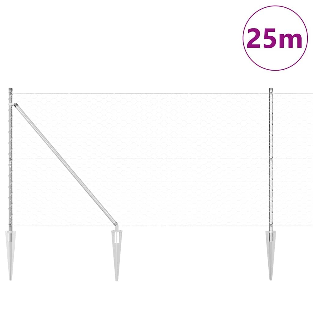 Set di pali per recinzione, 2500 x 120 cm, in acciaio inox, design moderno, robusto e durevole, per giardino, terrazza, cortile, balcone e bordo per laghetto