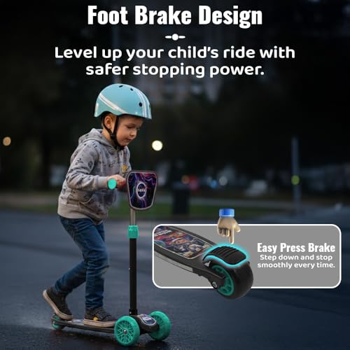 Image of StarAndDaisy X NASA Kick Scooter for Kids 3+ Years, Foldable Skate Scooter for Children Girls & Boys with Multi-Level Height Adjustment, LED Wheels & Brakes -(Officially Licensed) (Black)