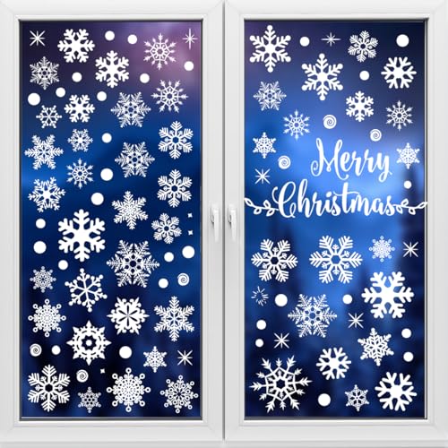 Fensterbilder Weihnachten Selbstklebend, 157 Stück Schneeflocken...
