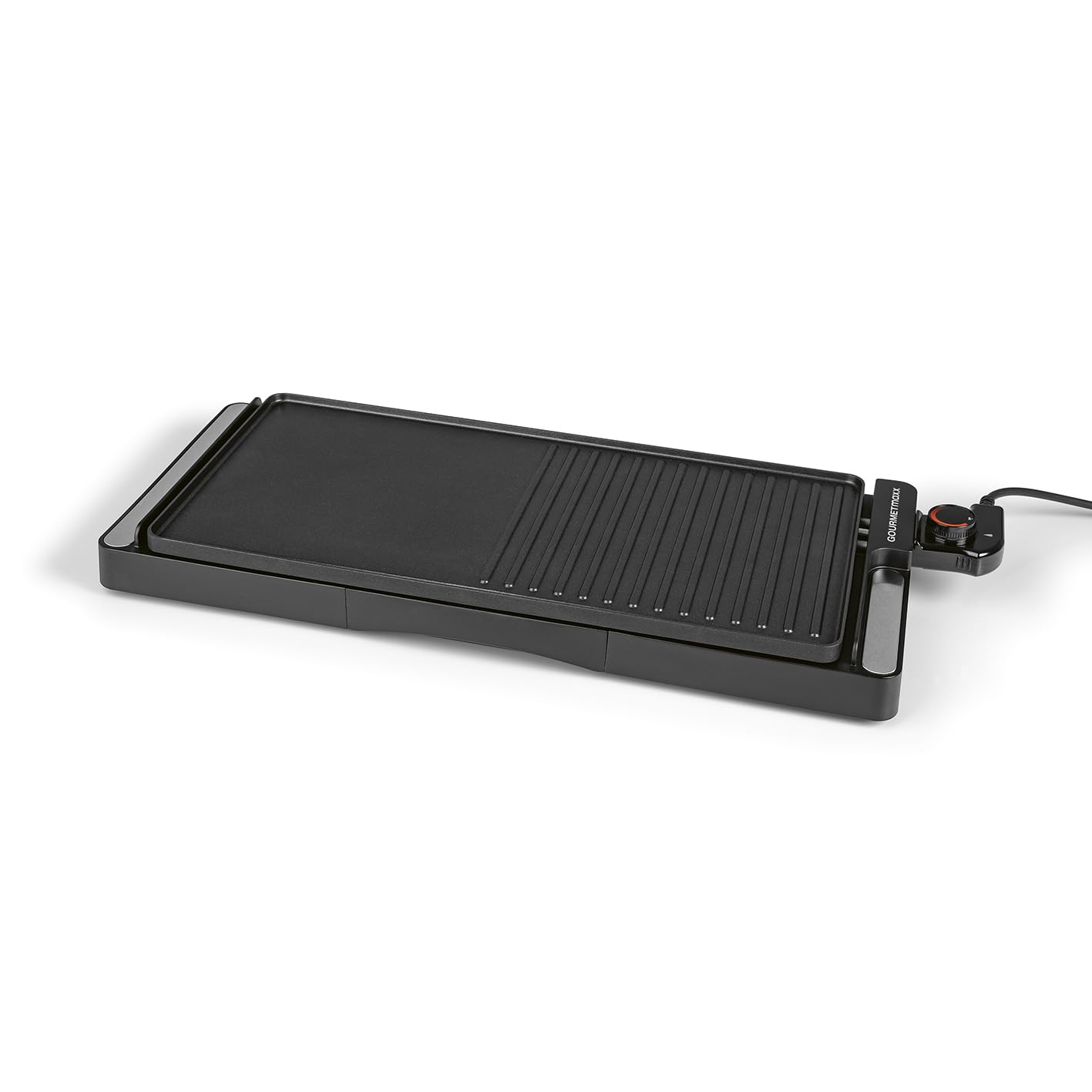 GOURMETmaxx elektrischer Tischgrill | Rauchfreier Elektrogrill 2200W | Grillplatte mit 2 Grillflächen & Antihaftbeschichtung für leichte Reinigung | BBQ Grill mit stufenloser Temperatureinstellung