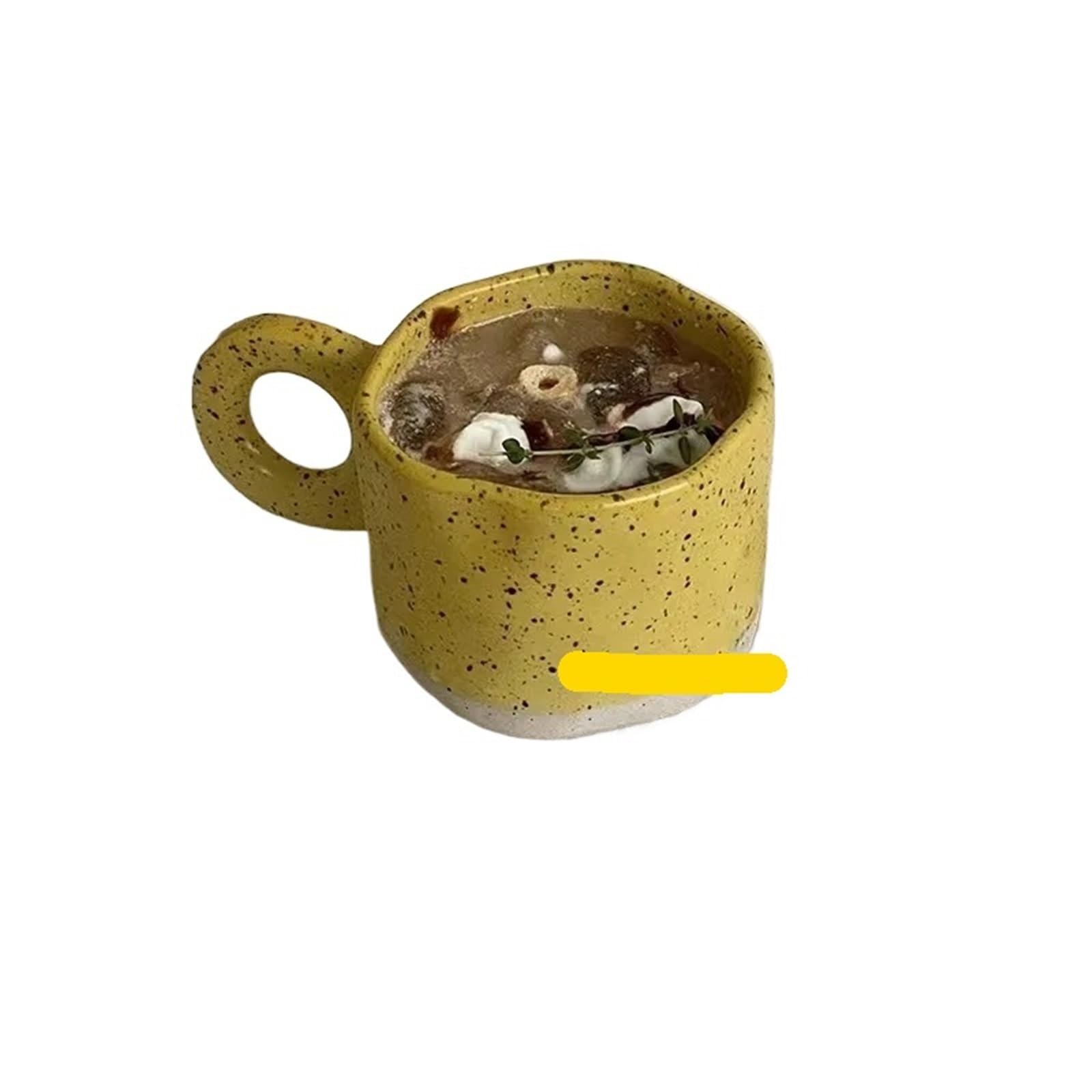 Tazze Mug Tazza in ceramica con manico, tazza da caffè, latte in porcellana fatta a mano, cioccolata calda in, coppia di tazze impugnatura(Yellow)