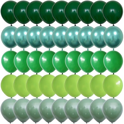 Togvu Balões verdes mistos, 60 pacotes de 12 polegadas de tons diferentes, perfeitos para aniversários, chá de bebé, decoração de festa de safari na selva