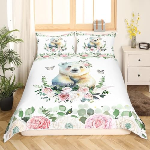 Housse de couette 240 x 260 cm rose microfibre avec taies d'oreiller - 2