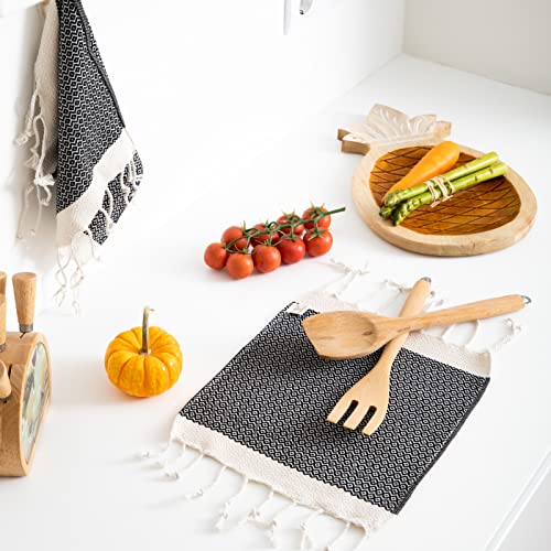 SMYRNA-TURKISH-COTTON-Vintage-Series-Kitchen-Dish-Towels-Pack-of-2-Machine-Washable-Wash-Cloths-Ultra-Soft-Absorbent-Prewashed-and-Quick-Dry-Turkish-Dish-Towels-15×26-Inch-Black SMYRNA TURKISH COTTON Vintage Series Kitchen Dish Towels Pack of 2 Machine Washable Wash Cloths Ultra Soft Absorbent Prewashed and Quick Dry Turkish Dish Towels 15×26 Inch Black