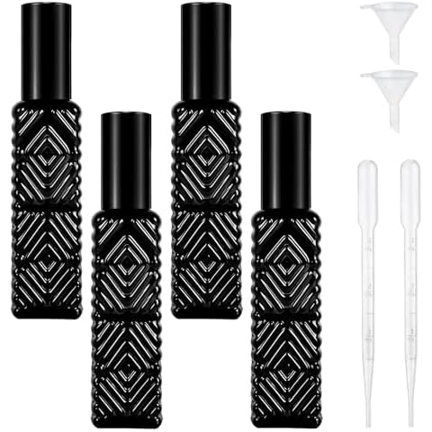 Gsteng 15ml Glass Perfume Sprayer Bottle,4pcs Travel Perfume Bottle Refillable,Black Portable Cologne Atomizer,Empty Refillable Travel Perfume Atomizer Bottles.(Black) Cover