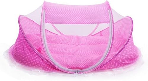 Jack Brown Portable Folding Anti-Mosquito Cradle Bed Tent for 0-36 Months Baby, Pink