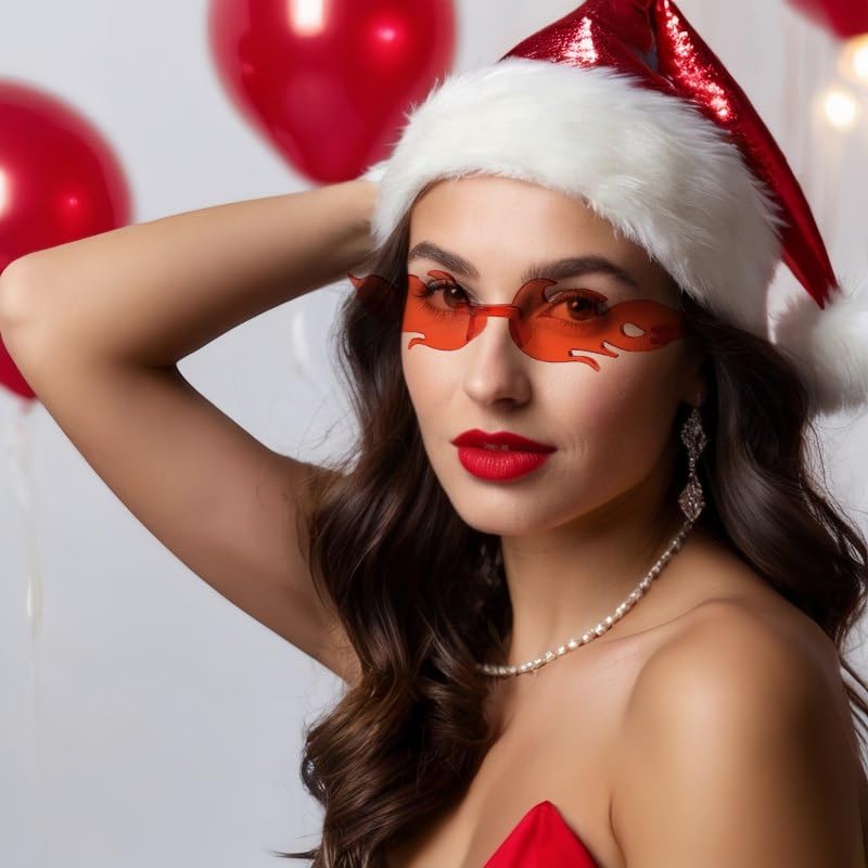 6 Pcs Kid Flame Sunglasses Fire Flame Glasses for Girl Boy Unisex Rimless Transparent Candy Color birthday party2