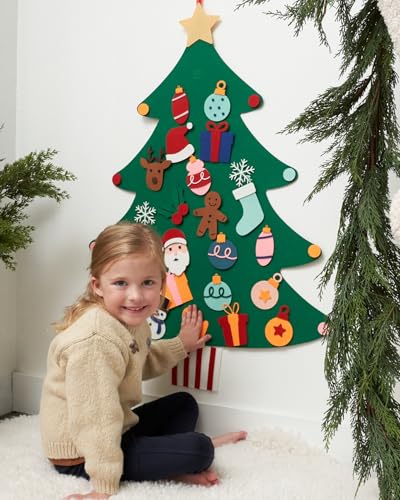 Beautiful Felt Christmas Tree for Kids - Fun & Safe Christmas Decoration Activity with Detachable Ornaments for Hours of Play - Keeps Toddlers Entertained for Hours During The Holiday Season