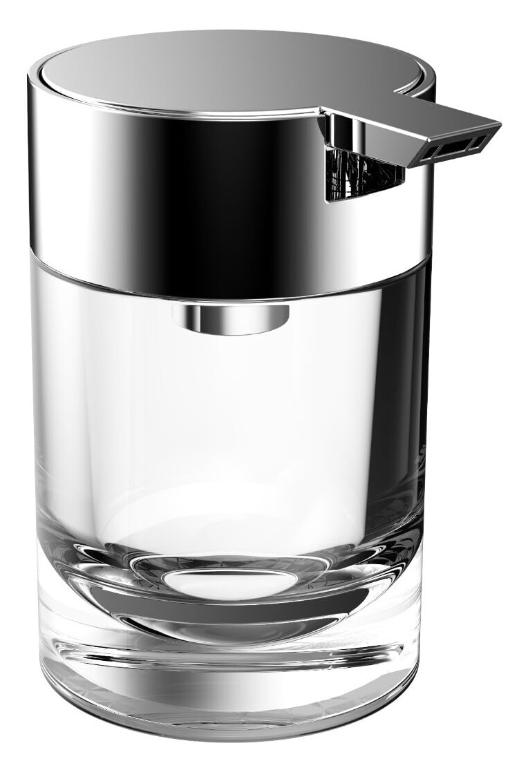 EMCO System 2 Flüssigkeitsspender aus Kristallglas klar mit Dosierpumpe aus Kunststoff, hygienisch, Chrom Bad Accessoire
