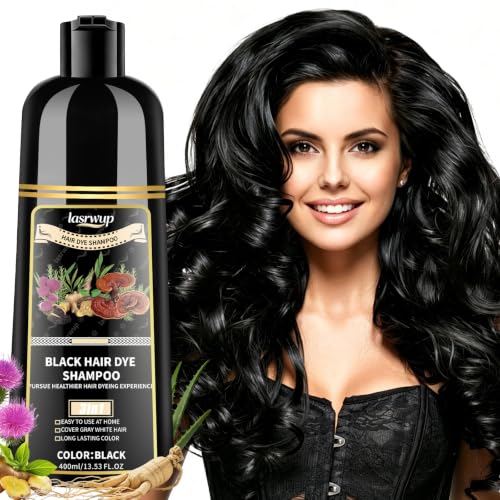 Black Hair Dye Shampoo for 100% Gray Hair Coverage