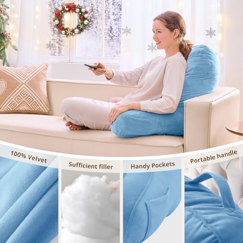 Image of Sasttie Reading Pillow for Bed, Back Pillow for Sitting Up, Blue