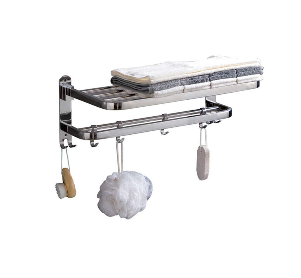 Colgador para toallas con estante de baño de pared y barra de almacenamiento de 58cm