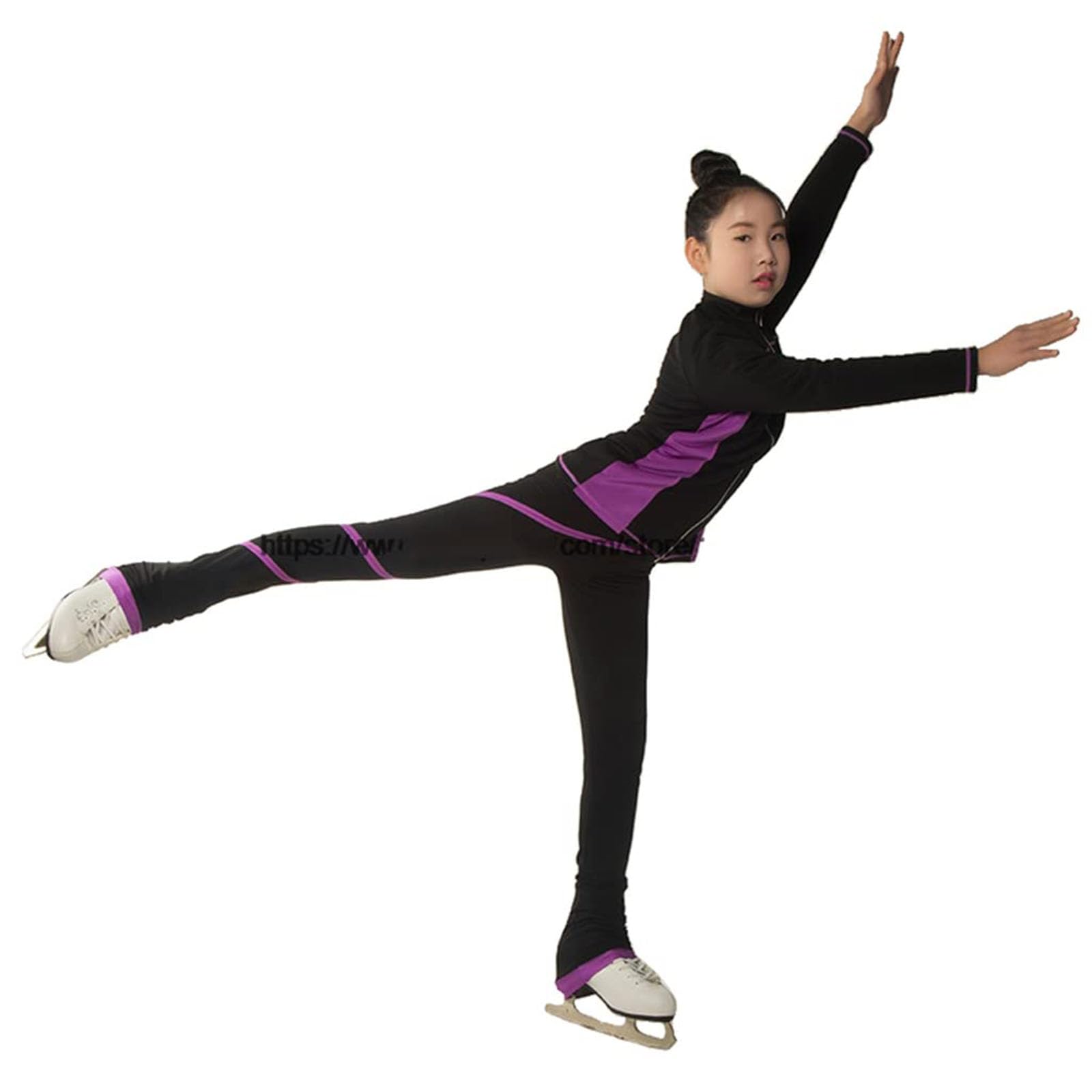 ZMIN Giacca E Pantaloni Termici per Pattinaggio Artistico Comodi Pantaloni in Pile Polare A Spirale Traspirante Abbigliamento Sportivo per Bambini per Adulti,B,M