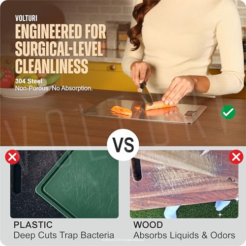 Buy VOLTURI 304 Stainless Steel Chopping Board, 32 x 21.5 cm, 1.2 mm | Surgical-Level Hygiene, Non-Porous, Rustproof, Heat Resistant Heavy-Duty, Built for Daily Indian Cooking Online at Low Prices in India - Amazon.in - Image 4