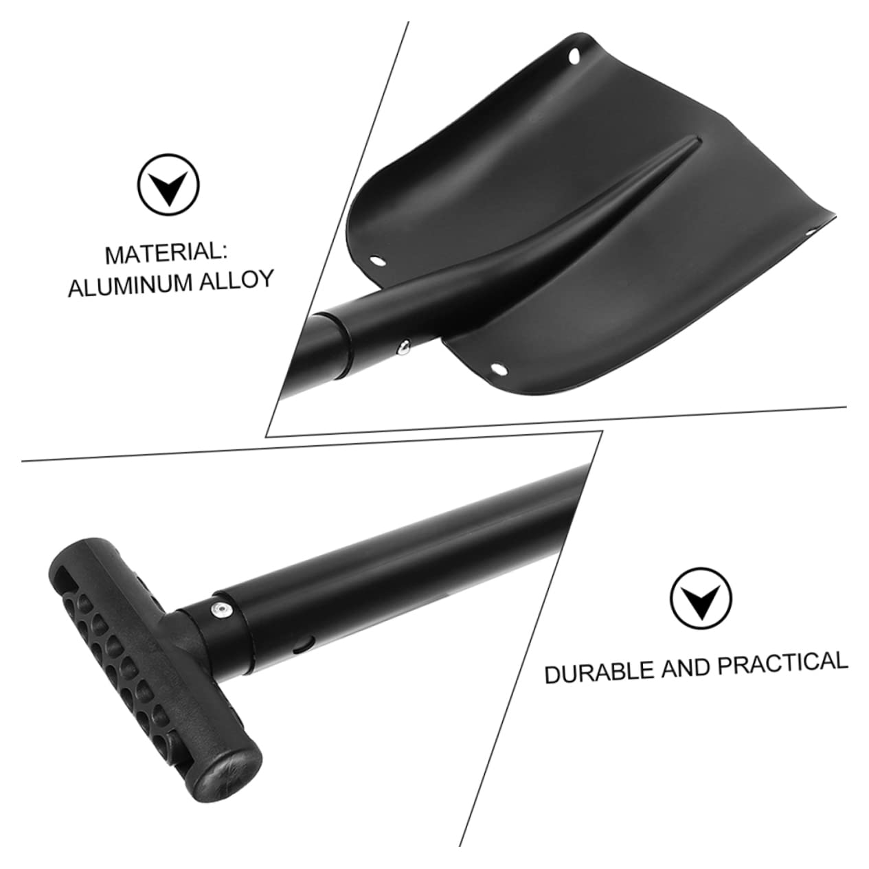 ibasenice Pelle à Neige Pliante Grattoir à Neige Aluminium pour Urgence Outil de Voyage Compact avec Élimination Rapide et Glace