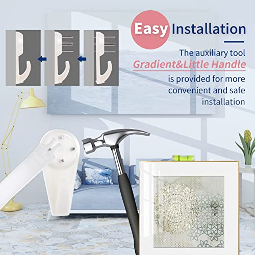 Image of [60 Pack] Concrete Wall Hooks - PinCute Wall Picture Hangers with Invisible Nails, No Drilling Picture Hanging Hooks for Stucco, Cement Wall and More