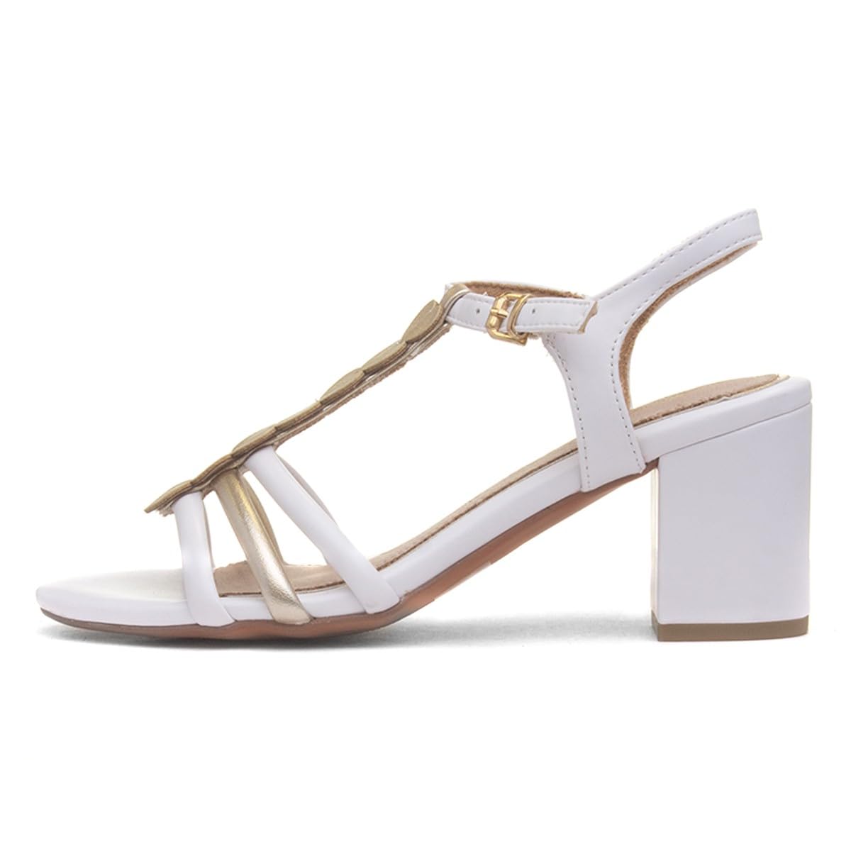 MARCO TOZZI by Guido Maria Kretschmer Women's Sandals with Heel, Elegant Block Heel, White Comb, 8 UK