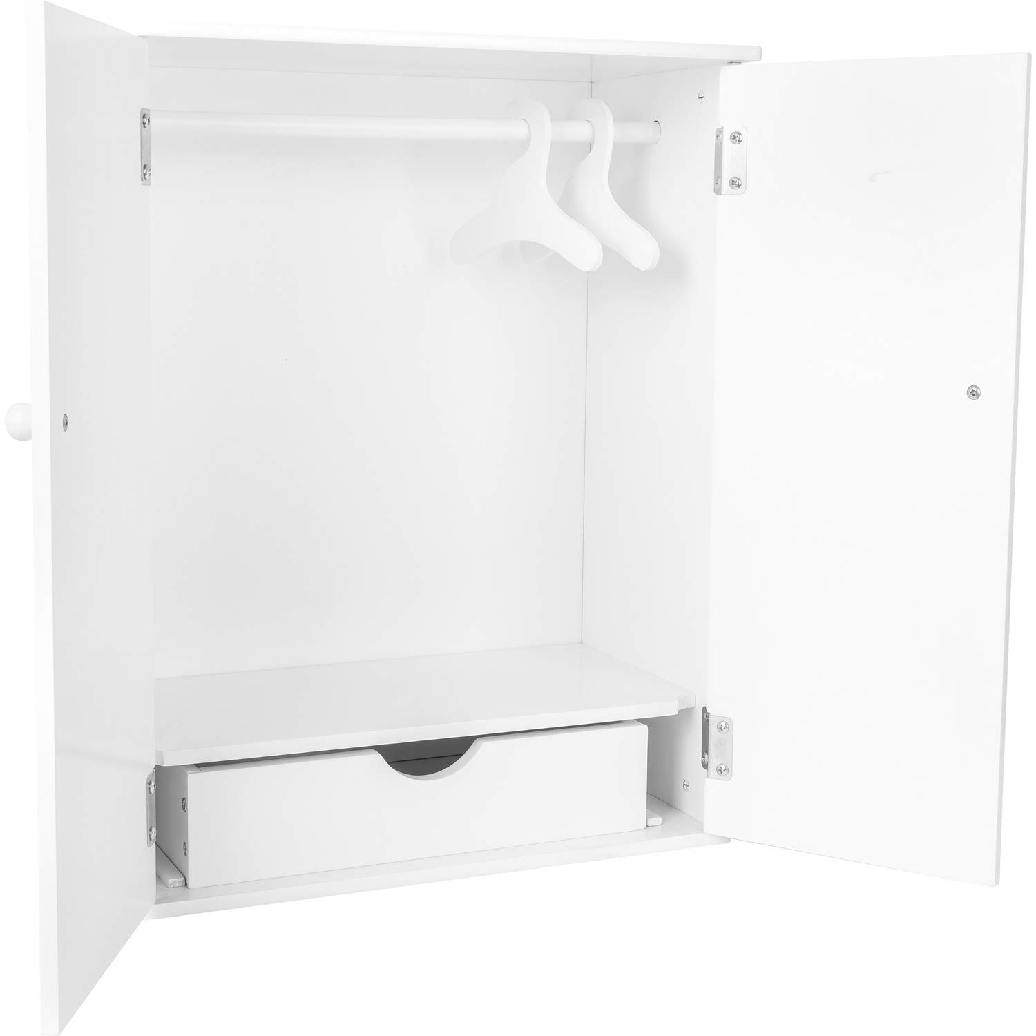 small foot Mueble para muñecas de madera en blanco, con accesorios como perchero y colgador, complemento para accesorios para muñecas, 11213, 40 x 20 x 53 cm