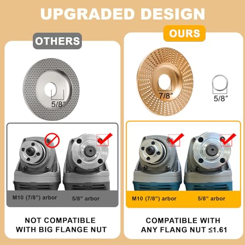 Coldairsoap 10 Pcs Angle Grinder Wood Carving Disc Set For 4 Inch Or 4 1/2 Inch Angle Grinder With 5/8 Inch Arbor thumb #5