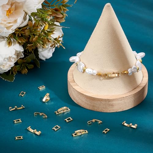 Unicraftale KK-UN0003-11GU-US12 24Pcs 2 Styles Real 18K Gold Plated Fold Over Clasps Rectangle Necklace Bracelet Extender For Women Foldover Extension Jewelry Clasps thumb #3
