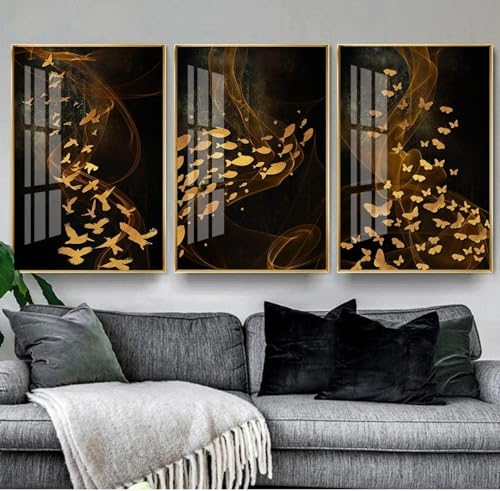 Impression d'art mural poisson Koi doré triptyque grand format de qualité