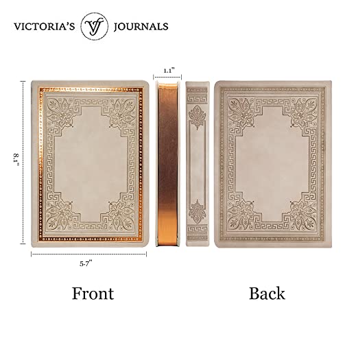 VICTORIA'S JOURNALS Caderno de couro sintético vintage forrado com capa dura, diário de viagem de a