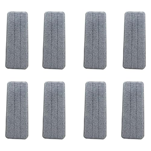 8 Stücke Mikrofaser Ersatzkopf für Wischmopp, Waschbarer Saugfähiges Wischmopp Bezug, Ersatztuch Mop Pads Mop Microfaser Reinigung Pads Flach Für Büro, Zuhause, Hartholz, Fliesen (Grau, 32 x 12cm)