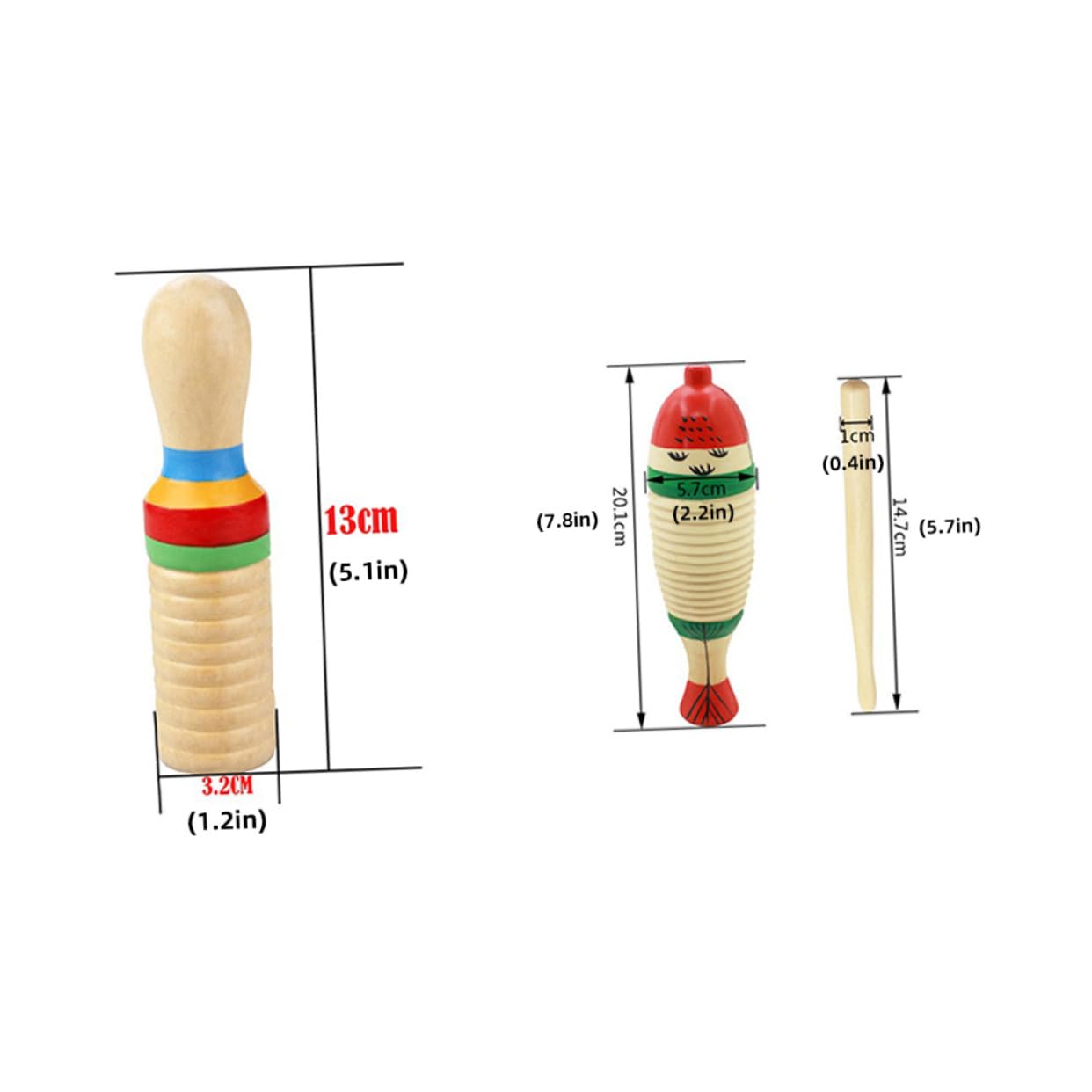 Levemolo Wooden Guiro Music Instrument for Children Beginner Early Education Toy Toddler Instruments