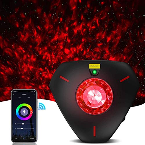 Star Projector Night Light Galaxy Projector Light Smart Life Work with Alexa Google Home Ocean Wave Night Sky Projector Star Lights for Bedroom for Baby Kids Adults (WiFi Control) (Black)